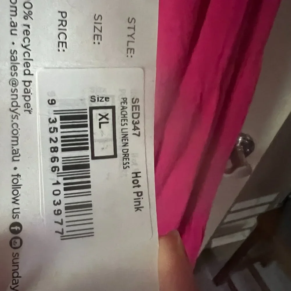 NWT SNDYS Everything X Revolve Peaches Linen Pink Sundress Sz XL - Picture 4 of 7